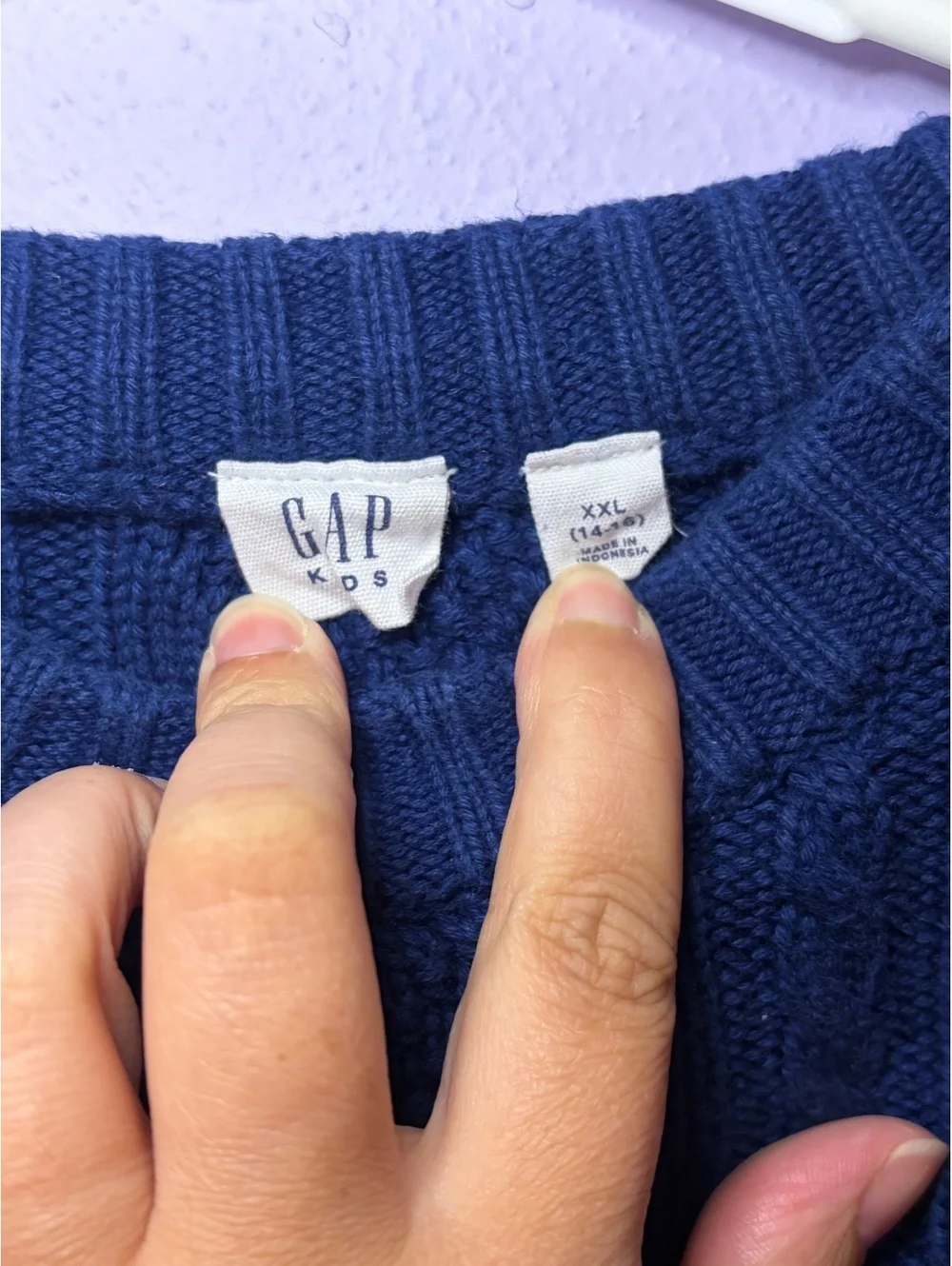 Girls Fall GAP Kids Navy Blue Cable Knit Cropped Sweater XXL (14)